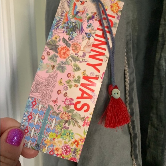 Johnny Was Duster Vest Womens M Gray Embroidered Linen Belted NEW with TAGS - Picture 3 of 8